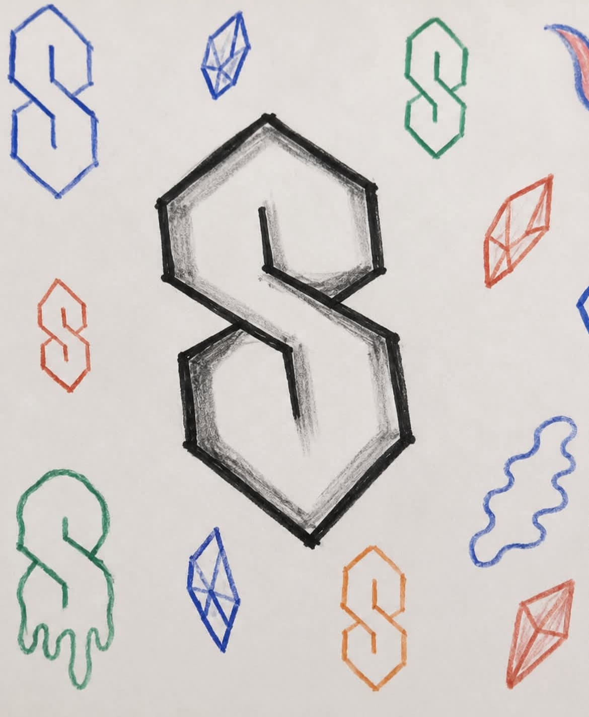Hand-drawn Sam Sage artwork for the Soundwav Genesis release